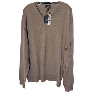 NWT Club Room Morino Wool ITALIAN Spun Yarn Oxford Style V-Neck Sweater XXL